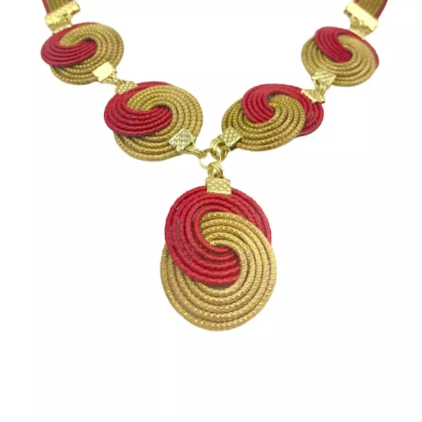 Collana Abbraccio Rosso Dorato capim dourado bijoux